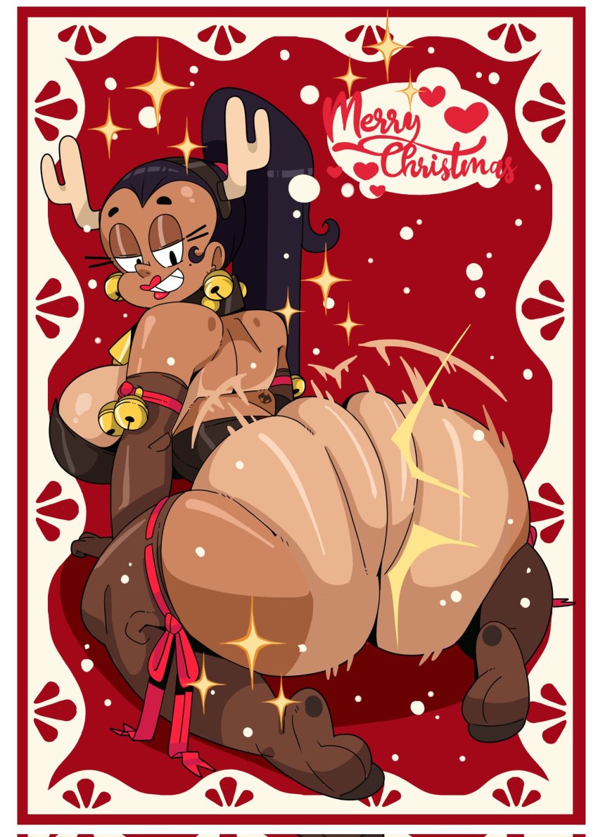 ass_focus carlota_casagrande christmas christmas_outfit dark_hair dark_skin fat_ass leggings leotard merry_christmas nick_wilde on_knees paramount_pictures reindeer reindeer_costume rex_reyes shaking_butt the_casagrandes the_loud_house twerking