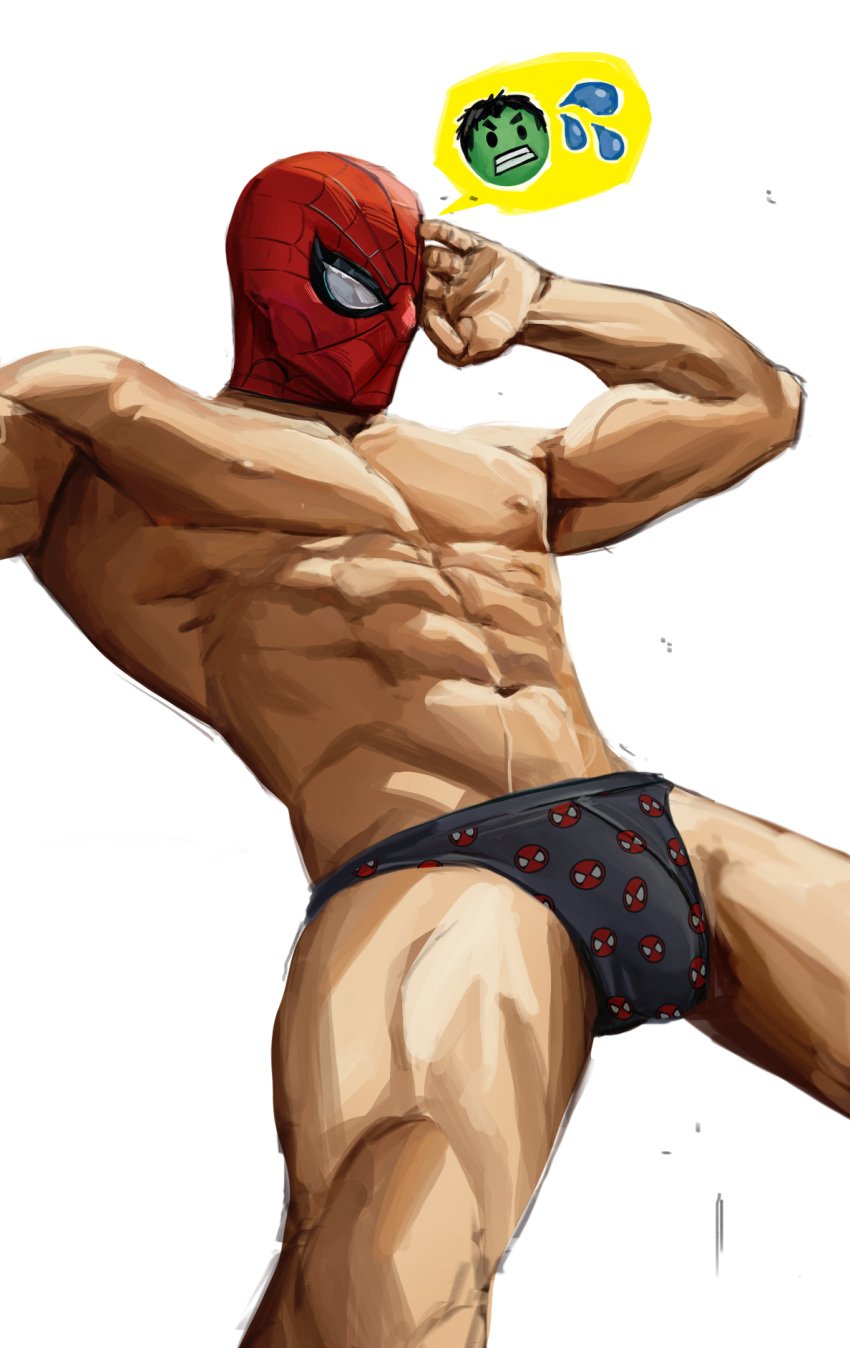 abs bara biceps big_bulge bosoromantics bulge male male_nipples male_only marvel marvel_comics marvel_rivals muscular_male nipples pecs penis_outline peter_parker spider-man spider-man_(series) underwear