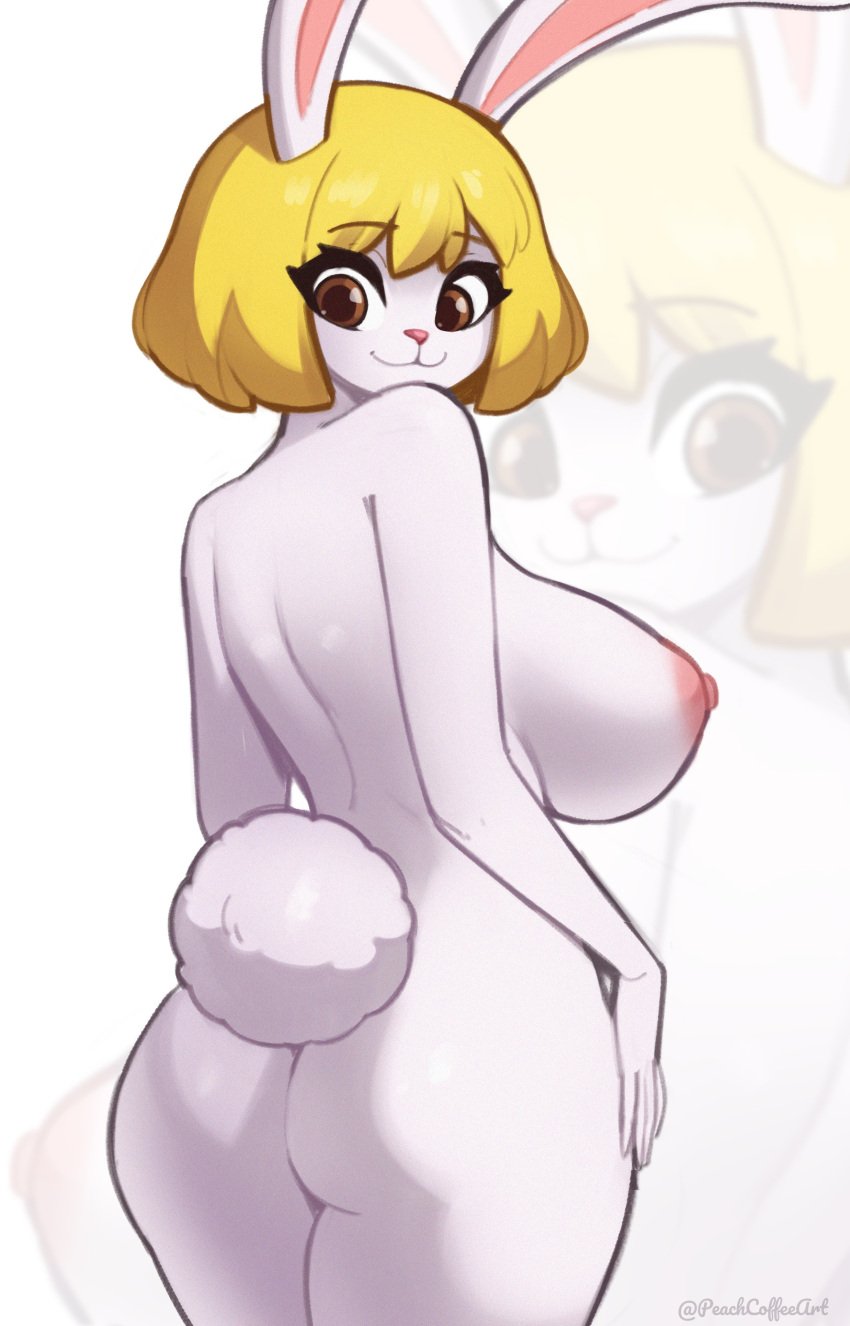 1girl 1girls ass brown_eyes carrot_(one_piece) female female_only from_behind furry furry_female furry_only huge_ass huge_breasts large_breasts nipples nude one_piece peachcoffeeart tagme thick_thighs thighs