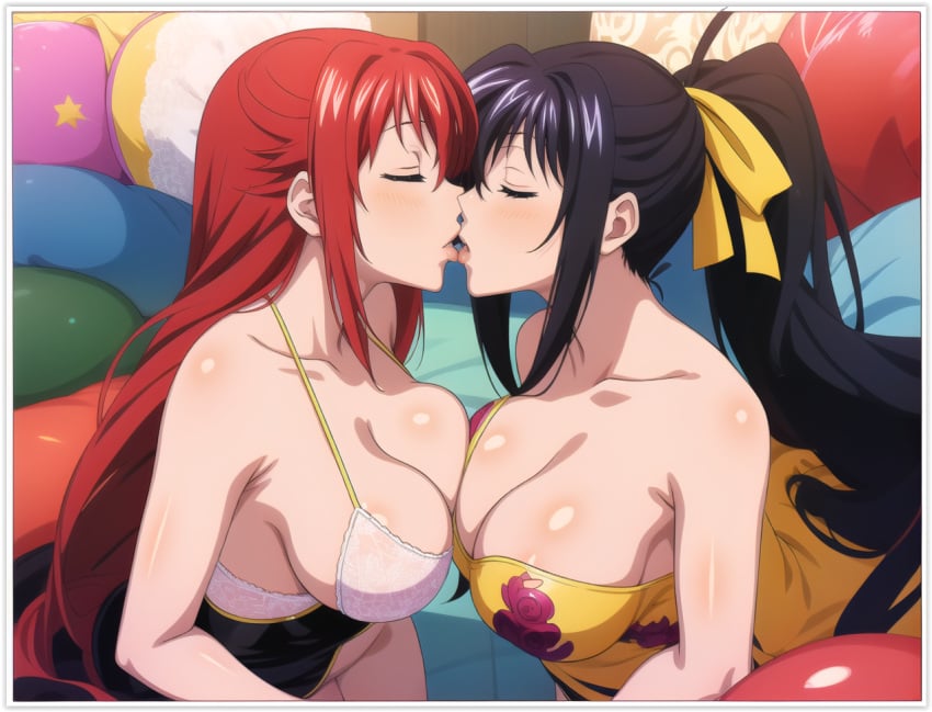 2females 2girls 2women ai_generated akeno_himejima girl_on_girl high_school_dxd lesbian_couple lesbian_kiss lesbian_sex lovers rias_gremory sapphic yuri yuri yuri