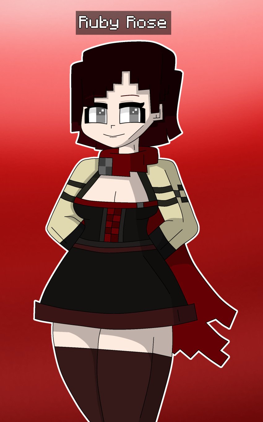 1girls commission commission_art female female_only minecraft ruby_rose rwby solo style_emulation xusisidie xusisidie's_minecraft_style