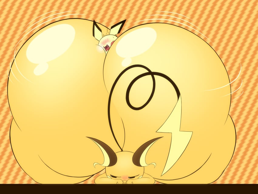 4:3 absurd_res anthro ass ass_up big_butt blush domination duo female female_domination hi_res huge_butt huge_thighs hyper hyper_butt k--10 male nintendo orange_body pichu pokémon_(species) pokemon pokemon_(species) raichu semi-anthro sex straight thick_thighs video_games yellow_body