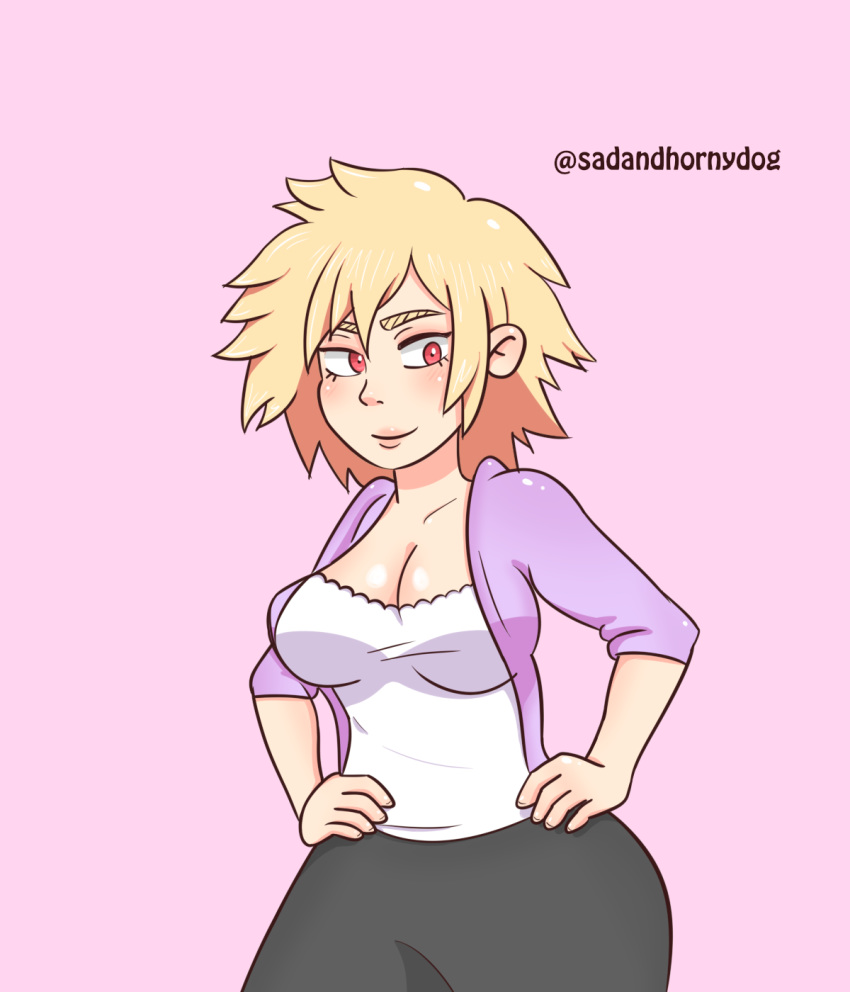 big_breasts blonde_hair dressed milf mitsuki_bakugou mother my_hero_academia sadandhornydog yellow_hair