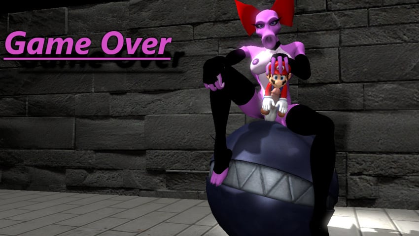 1futa birdo captured defeated dickgirl futa_on_male futadom futanari game_over hand_on_head larger_futanari mario mario_(series) penis pink_skin size_difference smaller_male succuboipakk