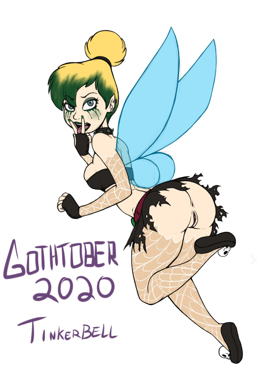 2020 anus armwear ass bare_midriff blonde_hair blue_eyes bottomless bra breasts bubble_butt busty butt cleavage cunnilingus_gesture disney ear_piercing earrings eyeshadow fairy fairy_wings fantasy female female_focus female_only fingerless_gloves flashing_pussy full_body going_commando goth gothtober green_hair green_lipstick hourglass_figure lipstick long_hair makeup mascara mascara_tears medium_breasts miniskirt nail_polish overflowing_breasts pale-skinned_female pale_skin peter_pan_(disney) piercing pinup pinup_pose pose posing pussy rear_view shoes skimpy skimpy_clothes skirt slashysmiley solo solo_female stockings tagme thick_thighs tied_hair tinker_bell tongue tongue_out two_tone_hair vagina wide_hips wings