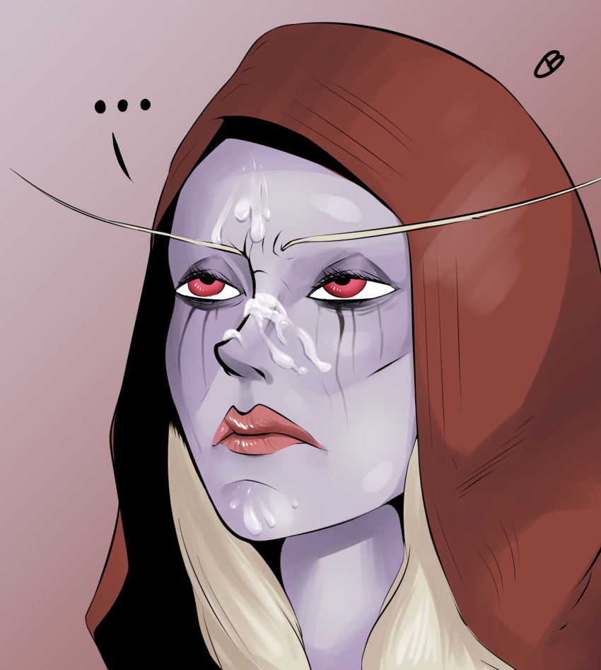 angry captainbuttocks_(artist) cum cum_on_face female sylvanas_windrunner world_of_warcraft