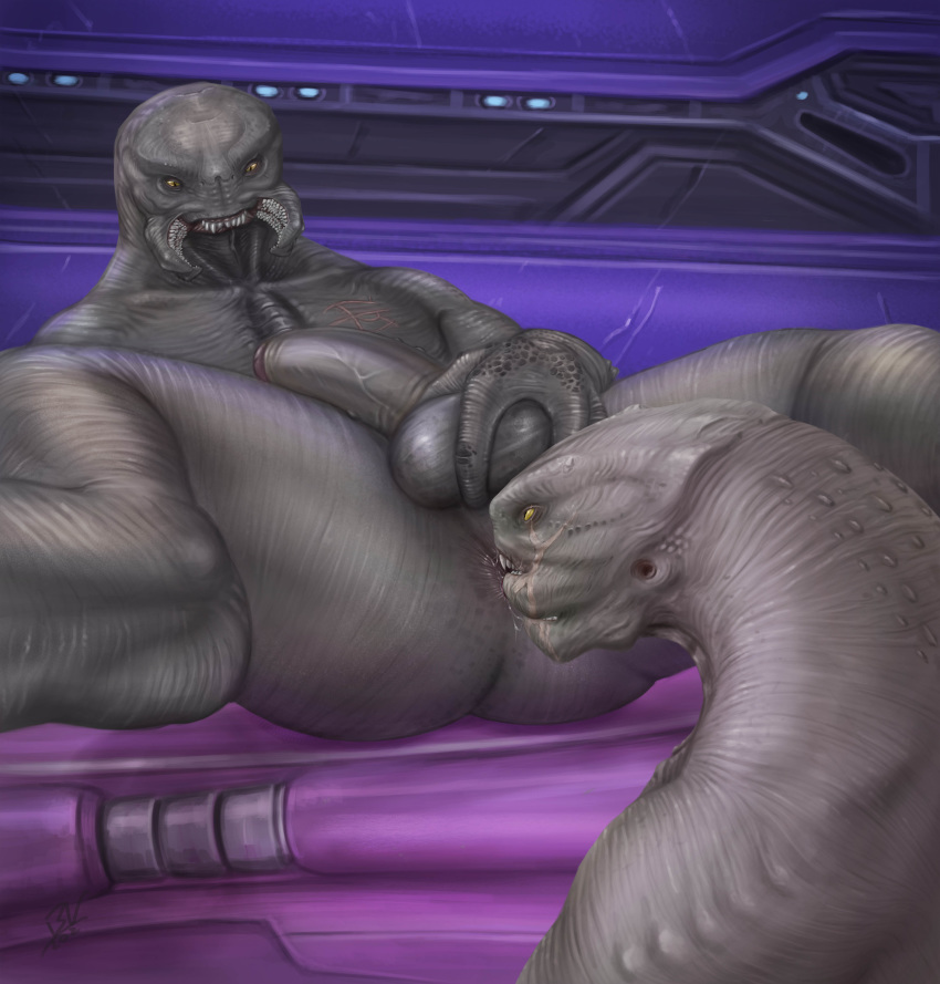 2boys absurd_res alien anal anthro anus arbiter_(halo) balls bodily_fluids brouva detailed_background duo gay genitals half-erect halo_(series) hi_res holding_balls licking_ass looking_at_another looking_down lying male male/male microsoft on_back oral penis presenting_ass rimming rtas_'vadum saliva saliva_on_anus saliva_string sangheili scar sex spread_legs spreading thel_'vadam video_games xbox_game_studios