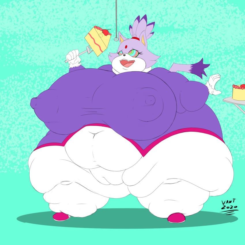 1:1 anthro belly big_belly big_breasts blaze_the_cat bottomwear breasts cameltoe clothing curvy_figure cutlery deep_navel eating english_text fat felid female food fork front_view fur hi_res holding_food holding_fork holding_object huge_breasts huge_hips huge_thighs hyper hyper_breasts hyper_hips hypnosis kitchen_utensils mammal mind_control mobian_(species) morbidly_obese morbidly_obese_anthro morbidly_obese_female navel navel_outline obese obese_anthro obese_female open_mouth open_smile overeating overweight overweight_anthro overweight_female pants plump_camel_toe purple_body purple_fur sega shirt signature simple_background smile solo sonic_(series) sonic_rush sonic_the_hedgehog_(series) standing text thick_thighs three-quarter_view tight_bottomwear tight_clothing tight_pants tight_shirt tight_topwear tools topwear vant_talon voluptuous weight_gain white_body white_fur wide_hips