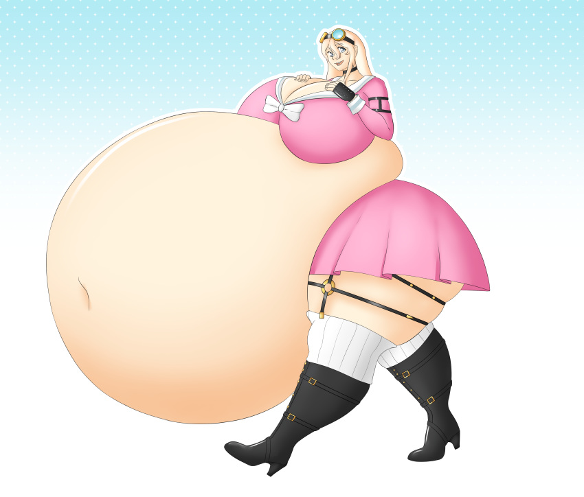 belly big_ass big_belly big_breasts blonde_hair blue_eyes choker danganronpa danganronpa_v3 female female_only goggles grey_eyes huge_ass huge_belly huge_breasts hyper hyper_ass hyper_belly hyper_breasts iruma_miu modezombie new_danganronpa_v3 obese overweight overweight_female smooth_skin