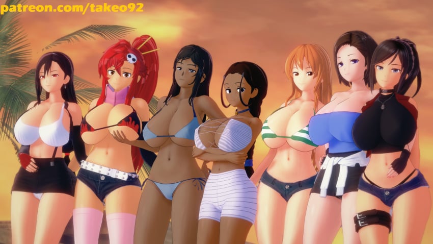 3d 3d_(artwork) 6+girls 7girls alternate_breast_size alternate_costume arms_crossed ass_grab avatar_legends avatar_the_last_airbender bare_legs bare_shoulders beach belt big_ass big_breasts bikini_bra bikini_top biohazard black_fingernails black_hair black_skirt bracelet breast_grab breast_hold breast_squeeze breasts brown_eyes brown_hair capcom cardigan_around_waist claire_redfield cleavage clothing clouds crossover dark-skinned_female dark_skin denim_shorts earrings eastern_and_western_character elbow_gloves erect_nipples erect_nipples_under_clothes evening female female_only final_fantasy final_fantasy_vii fingerless_gloves flame_print gloves hair_ornament hand_on_ass hand_on_breast hand_on_butt hand_on_hip high_ponytail hotpants hourglass_figure huge_breasts human jill_valentine jill_valentine_(sasha_zotova) katara koikatsu korra large_breasts leather_skirt long_hair looking_at_viewer midriff midriff_baring_shirt miniskirt nami navel nickelodeon one_piece orange_eyes orange_hair palm_tree patreon pink_legwear ponytail pose posing red_eyes red_hair resident_evil resident_evil_2 resident_evil_3 revealing_clothes scarf school_uniform shiny shiny_hair shiny_skin short_hair short_skirt shorts skirt skull_hair_ornament sky smile smiling smooth_skin spandex standing stockings string_panties sunset suspenders swimsuit take_your_pick takeo92 tank_top tengen_toppa_gurren_lagann text the_avatar the_legend_of_korra thick_thighs thighhighs tifa_lockhart tight_clothing tubetop upskirt vest voluptuous water_tribe white_cardigan white_panties white_top wide_hips yellow_eyes yoko_littner