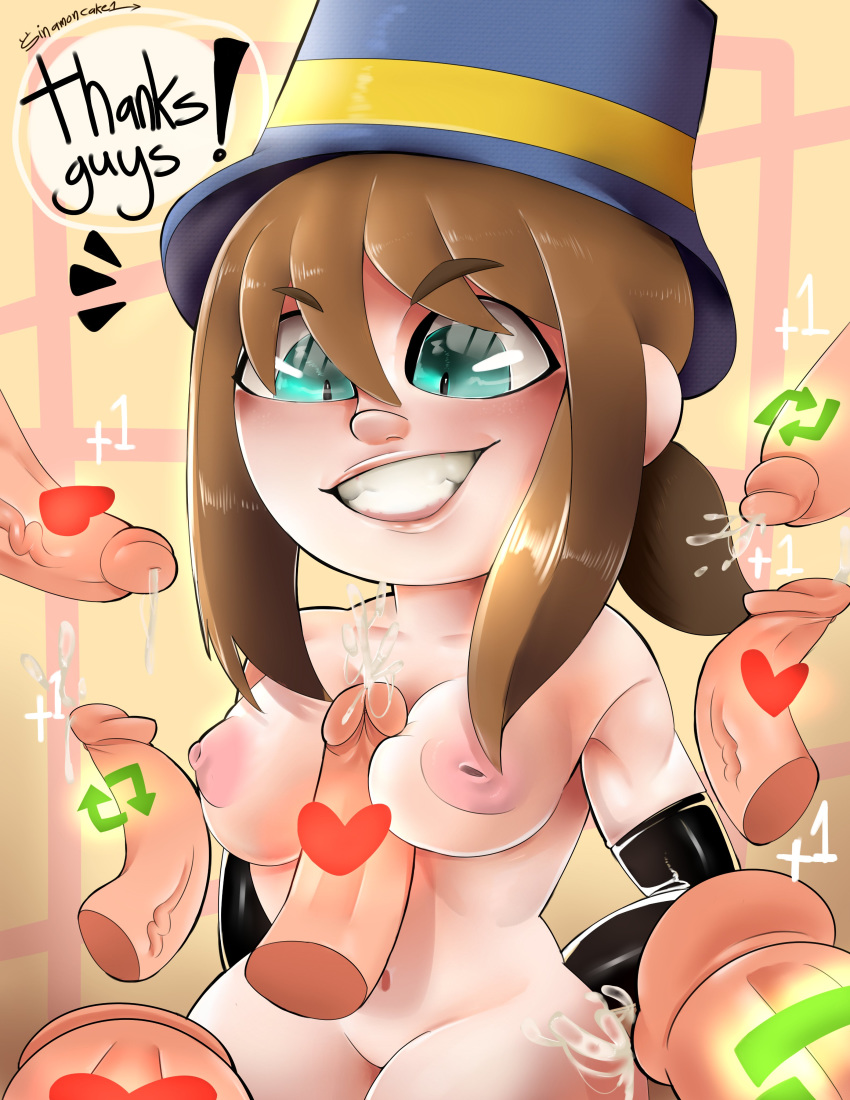 1girls 7boys a_hat_in_time cum disembodied_penis gangbang hat_adult hat_kid sinamoncake1 tagme