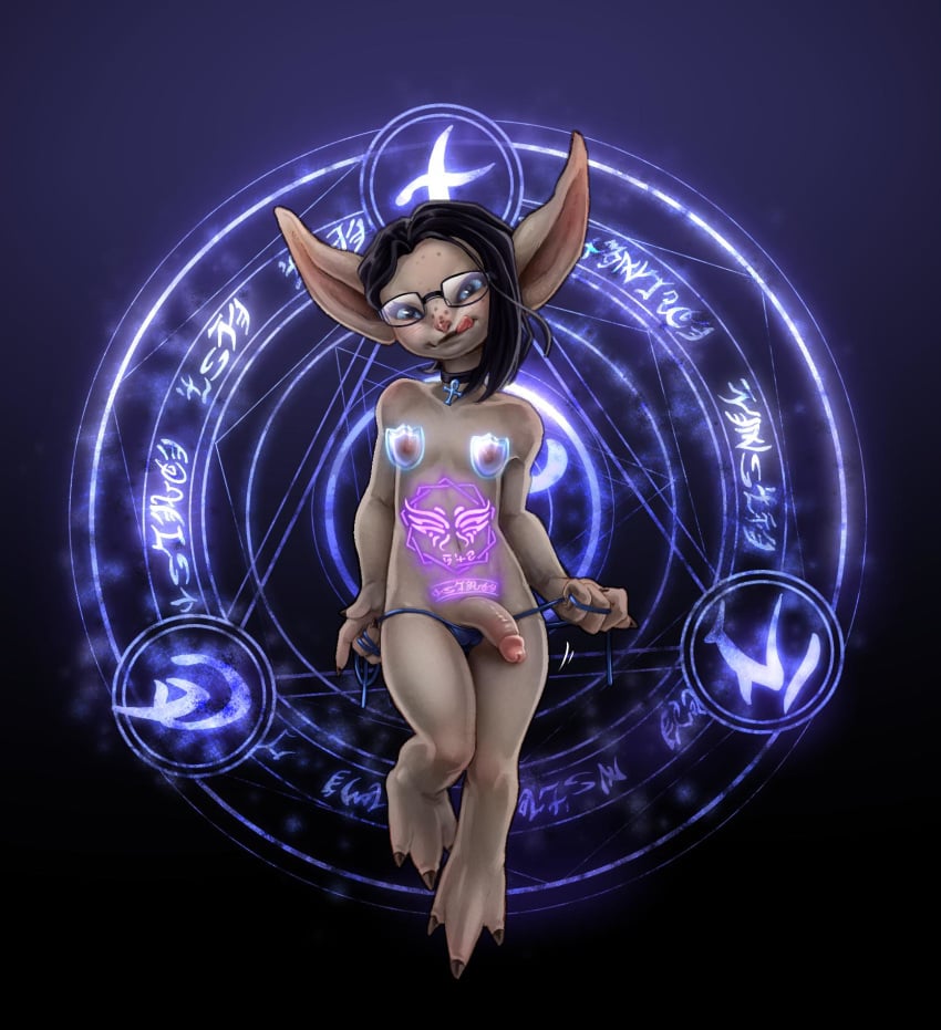 2019 asura barelynsfw_(artist) blue_eyes breasts camel_toe choker clothed clothing cuntboy cuntboy_sans_balls eyelashes eyewear furry genitals glasses grey_body grey_skin guild_wars guild_wars_2 half-erect herm hermaphrodite hi_res humanoid intersex jewelry lani_(laniii) licking licking_lips long_ears male male_focus male_only male_with_breasts maleherm multi_genitalia navel necklace panties penis pubic_tattoo pussy side-tie_panties small_breasts solo tongue tongue_out topless transparent_pasties underwear video_games