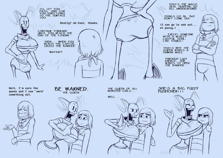 1boy 1girls comic duo english_text female frisk frisky_(under(her)tail) male papyrus skeleton sketch tempus_(under(her)tail) text thewill under(her)tail undertale undertale_fanfiction