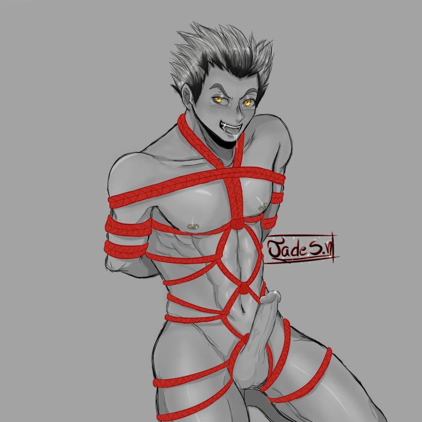 bokuto_koutarou bondage cellfa_natica haikyuu!! inktober jades.n kinktober kinktober_2020 male male_only penis rasing_jaaj