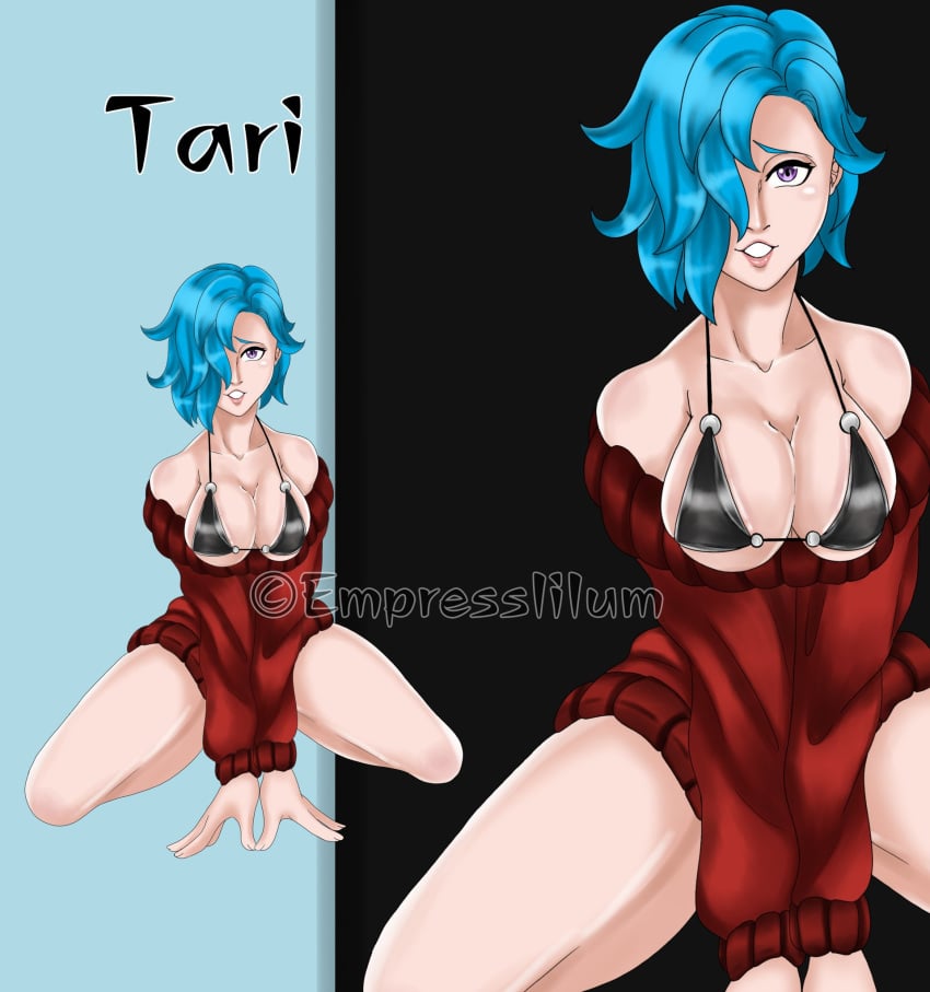 big_breasts blue_hair empresslilum female female_only horny human smg4 tagme tari_(smg4)