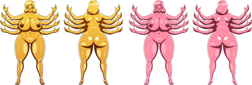 8_arms ale-mangekyo areolae ass big_ass big_breasts breasts brittany_(pikmin) commission female gold_eyes gold_hair gold_skin milf multi_arm multi_limb nipples nude pikmin pikmin_3 pink_eyes pink_hair pink_skin pussy