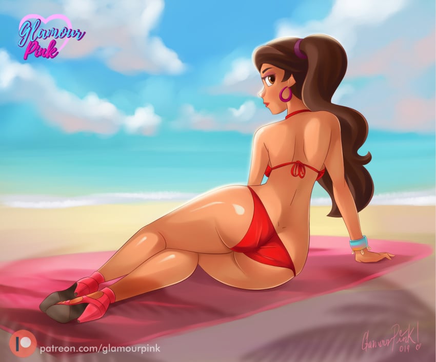 alluring beach bikini disney disney_channel disney_junior elena_castillo_flores elena_of_avalor female glamourpink high_heels legs ocean posing princess_elena