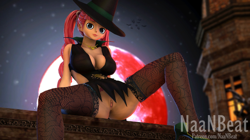 1girls 3d 3d_(artwork) female female_focus female_only halloween halloween_costume leggings long_hair looking_at_viewer looking_down naanbeat no_panties one_piece perona pink_hair pubic_tattoo pussy seductive seductive_smile sfm showing_off source_filmmaker tattoo twintails watermark witch witch_hat