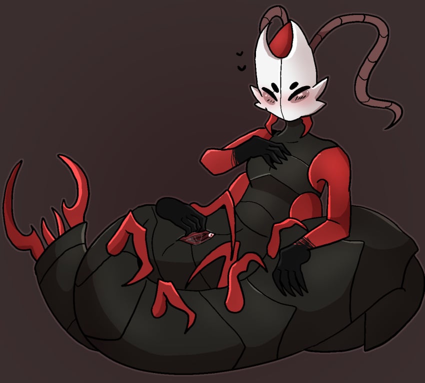 anthro anthro_only bug centipede female hollow_knight invertebrate oc original_character posing presenting_pussy pussy simple_background smuttales team_cherry wet_pussy