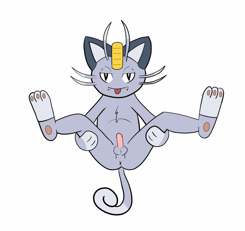 alolan_meowth anus backsack balls chest_tuft circumcised darkwolf79 domestic_cat erection felid feline felis feral fur genitals grey_body grey_fur hi_res humanoid male mammal meowth nintendo penis pink_penis pokémon_(species) pokemon presenting presenting_anus presenting_penis regional_form_(pokémon) solo solo_male tuft video_games