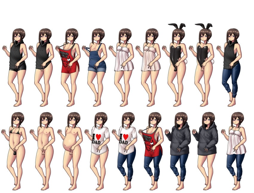 1boy blue_eyes brown_hair bunny_boy bunny_ears bunnysuit crossdressing femboy girly human jjunet_(mk001black) male male_pregnancy mk001black pregnant_male swimsuit younger younger_male