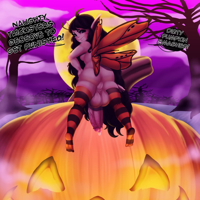 1futa antennae_(anatomy) ass backsack balls black_hair blush breasts cock-tail curvy dwn000 english_text fae fairy fairy_wings feelers flaccid futa_only futa_sans_pussy futadom futanari halloween huge_ass huge_cock hyper hyper_balls hyper_penis jack-o'-lantern large_breasts minigirl nude penis perineal_raphe perineum precum precum_drip presenting_ass presenting_hindquarters presenting_penis pumpkin scrotal_raphe shortstack_futa small_but_hung smug solo_futa spread_legs stockings striped_legwear taint teapot_(body_type) veiny_penis very_long_hair wide_hips