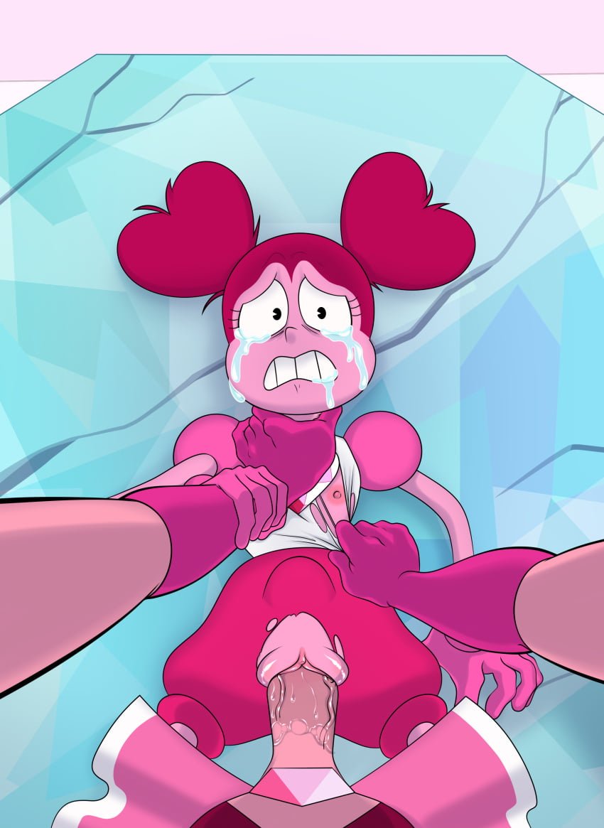 big_dom_small_sub breasts clitoris crying deep_penetration diamond_authority dzk female futa_on_female futanari gem_(species) gloves nipples penis pink_diamond_(steven_universe) pussy rape saliva size_difference spinel_(steven_universe) steven_universe stomach_bulge tagme tearing_clothes tears torn_clothes vaginal_penetration