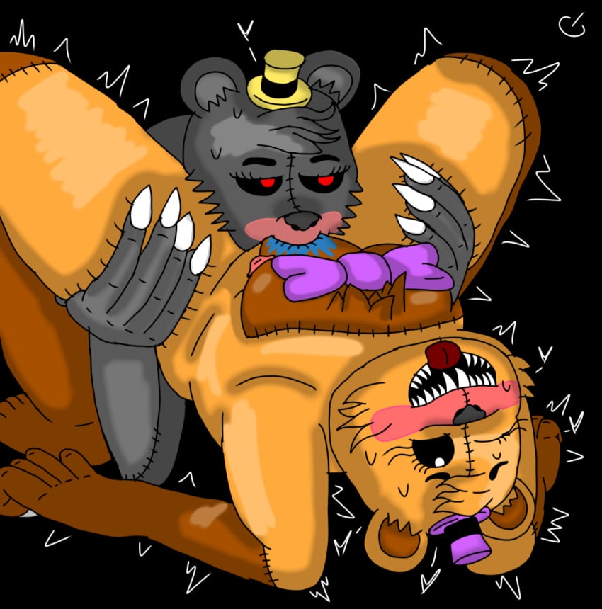 cunnilingus five_nights_at_freddy's fredbear_(fnaf) laying_down looking_away nightmare_(fnaf) nightmare_fredbear_(fnaf) orgasm orgasm_face powertit rule_63