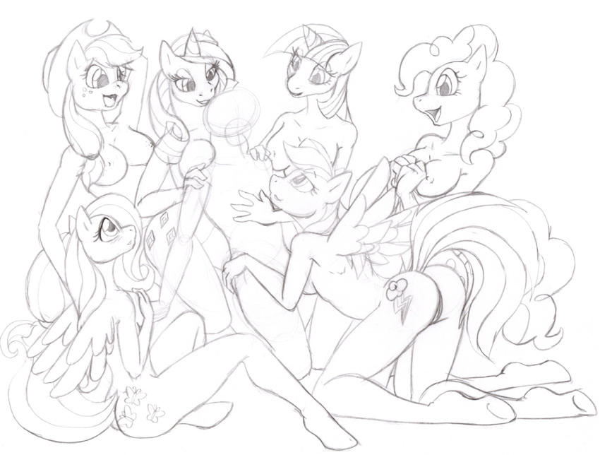 anthro applejack_(mlp) fluttershy_(mlp) friendship_is_magic mane_six_(mlp) my_little_pony pinkie_pie_(mlp) rainbow_dash_(mlp) rarity_(mlp) smooth_skin tierafoxglove twilight_sparkle_(mlp)