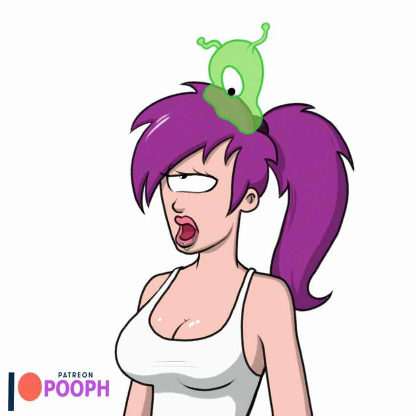 animated brain_slug cyclops cаrtoon drooling exposed_breasts flashing futurama mind_control one_eye patreon pooph purple_hair sеxy tank_top turanga_leela