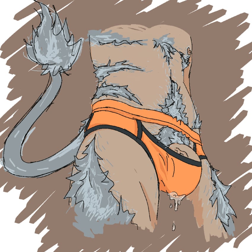 1:1 anthro autumn_lion big_penis bodily_fluids bulge clothing digital_media_(artwork) felid fur genital_fluids genitals grey_body grey_fur hi_res human human_to_anthro jockstrap lion male male_only mammal pantherine penis precum precum_through_clothing sketch solo solo_male species_transformation transformation underwear were werefelid werelion werepantherine wet wet_clothing