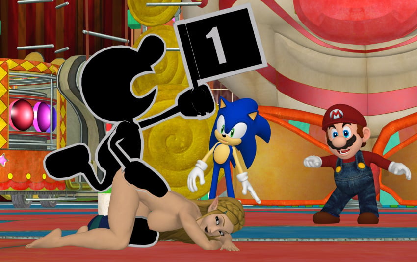 doggy_style mario mario_(series) mr._game_and_watch princess_zelda sonic_(series) sonic_the_hedgehog super_mario_bros. super_smash_bros. super_smash_bros._brawl super_smash_bros._ultimate surprised_expression the_legend_of_zelda vaginal_penetration watching