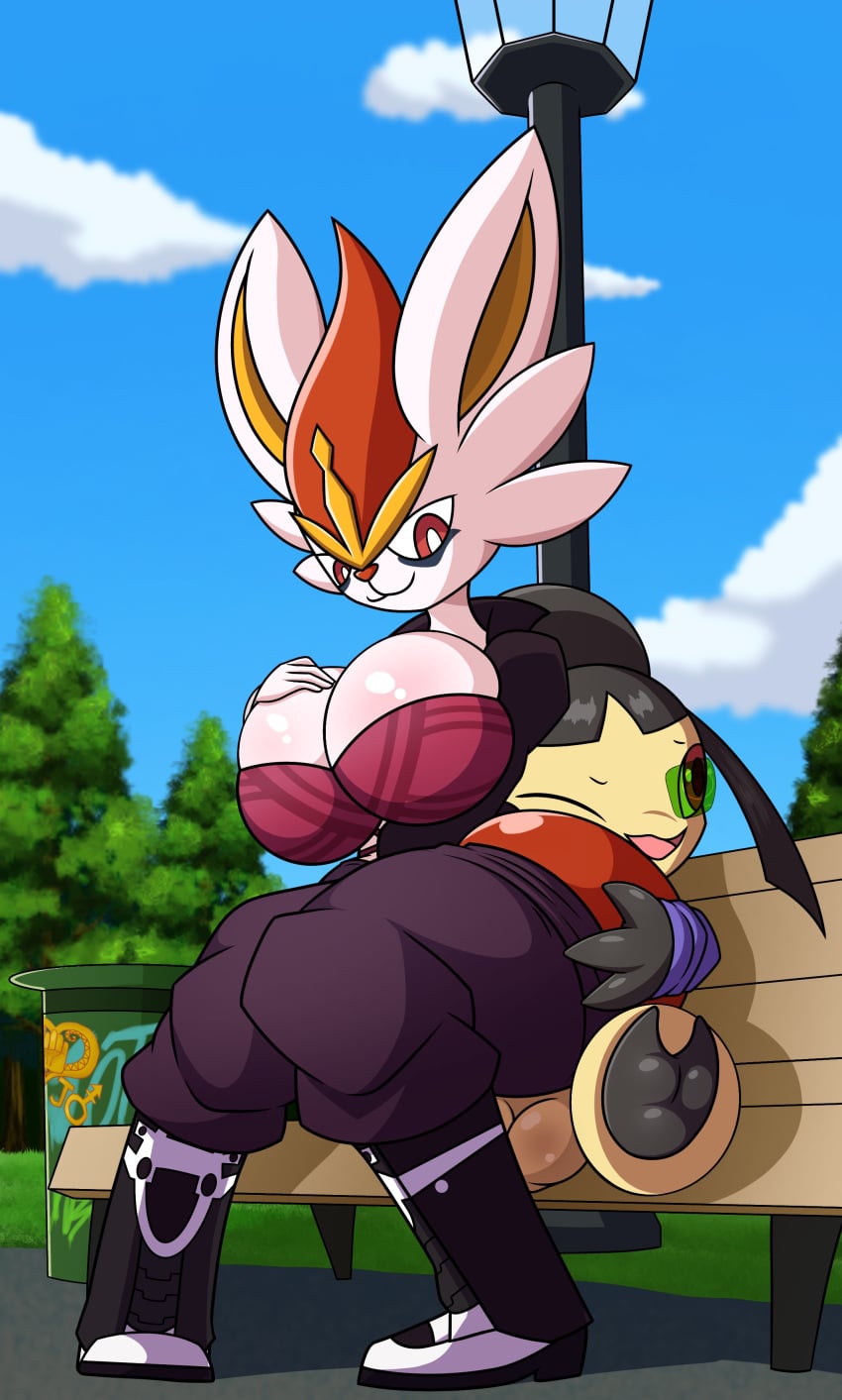 balls big_breasts cinderace dibujosymas feet in_public mawile pokemon sex_from_behind