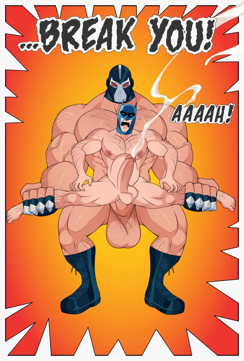 anal bane batman batman_(series) body_hair cumshot gay male_only penis size_difference stomach_bulge testicles yuunsfw