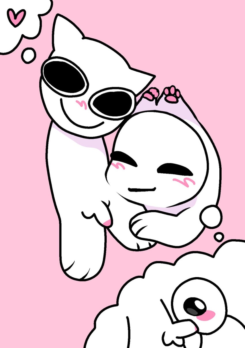 1boy 1female 1nonbinary adhd adhd_creature autism autism_creature blowjob blowjob_only blush btw btw_creature closed_eyes couple couple_(romantic) creature cuddling cute fur heart idk love no_arms no_clothes nudity oral oral_sex penis smile tbh_(character) tbh_creature thought_bubble toe_beans toebeans unknown_gender white_body white_fur wholesome