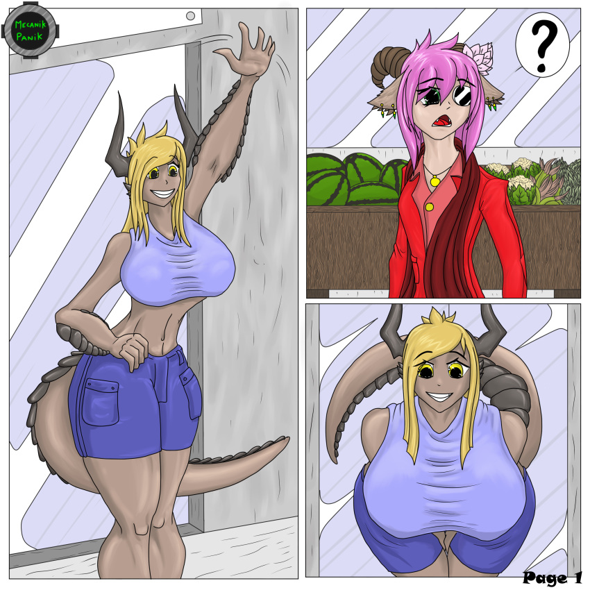 1:1 2020 absurd_res anthro bovid caprine caprine_demon comic demon duo female goat goat_demon hi_res horns_girl lotus_(disambiguation) mammal mecanik_panik toony transformation transformation_sequence transformation_through_sex