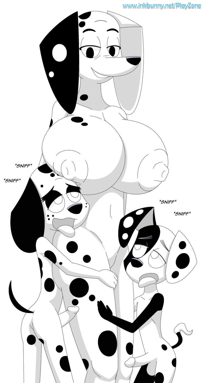 101_dalmatian_street 101_dalmatians 2020 absurd_res age_difference anthro areola big_breasts black_and_white black_nose breasts canid canine canis dalmatian dawkins_(101_dalmatians) delilah_(101_dalmatians) disney domestic_dog dylan_(101_dalmatians) erection female from_behind_position group group_sex hi_res huge_areolae huge_breasts hyper hyper_breasts incest looking_pleasured male mammal mature_female monochrome mother mother_and_child mother_and_son nipples parent parent_and_child playzone sex shaded simple_background size_difference son straight teasing text threesome url young younger_male