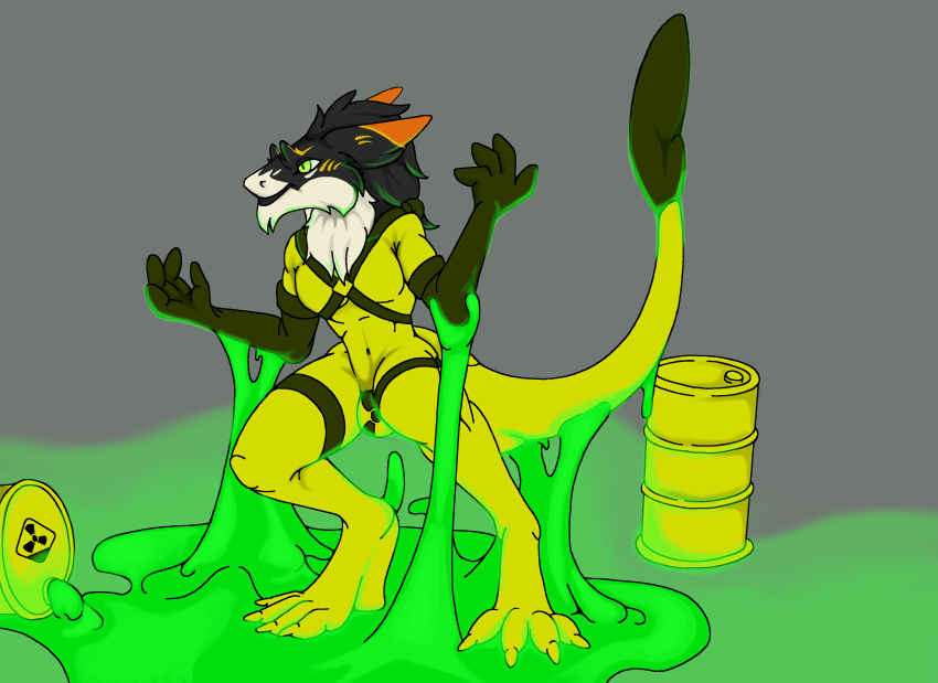 absurd_res dripping genitals glowing hazard hi_res kronas male_only penis radioactive rubber sergal slime thenegative