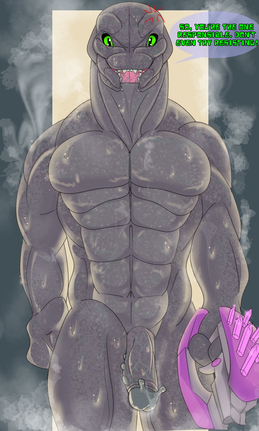 1boy 3_fingers absurd_res alien annoyed casual casual_nudity fingers firearm first_person_view genitals gun halo_(series) handgun hi_res male male_only male_sangheili_(halo) microsoft muscular muscular_male nude penis ranged_weapon sangheili sauna shower sirbossy1 solo solo_focus solo_male speech_bubble video_games weapon wet wet_body xbox_game_studios