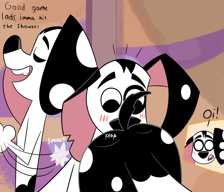 101_dalmatian_street 101_dalmatians absurd_res accidental_circumstance accidental_incest accidentally_gay anal ass black_nose brother canid canine canis colossalstars dalmatian dimitri_1_(101_dalmatians) dimitri_2_(101_dalmatians) dimitri_3_(101_dalmatians) disney domestic_dog english_text feral fur group hi_res male male/male male_only mammal oral paws rimming sex sibling smack spots spotted_body spotted_fur surprise text