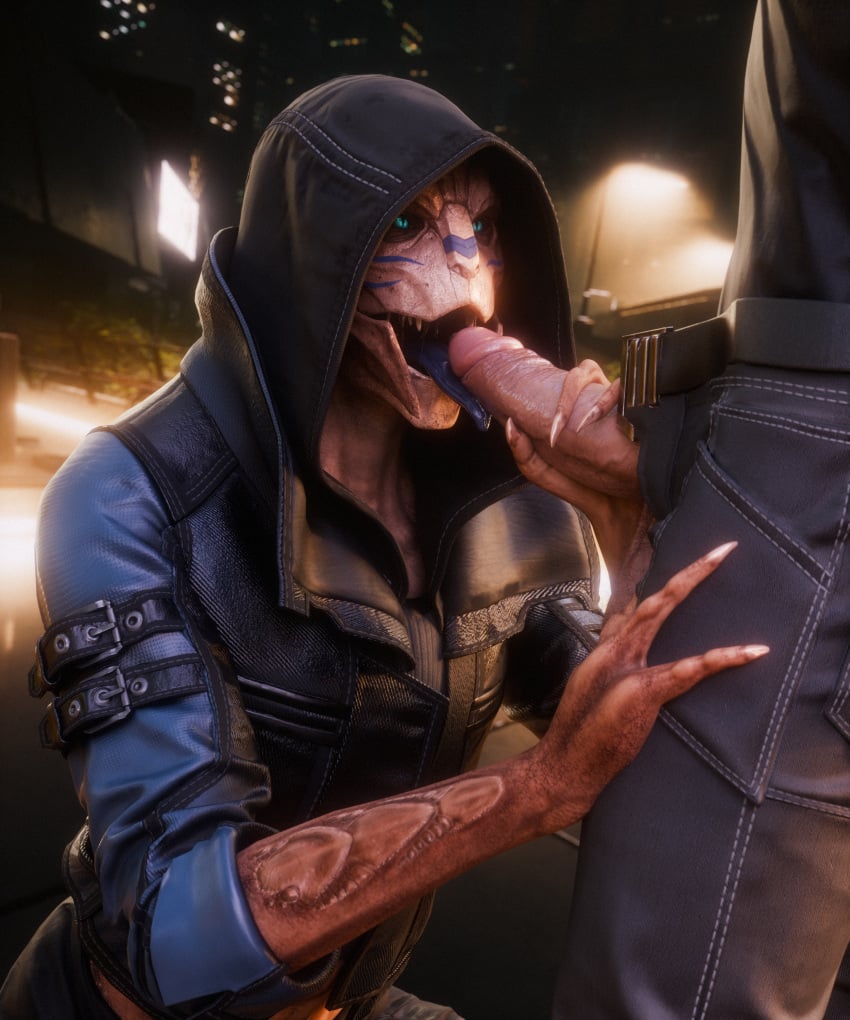 alien fellatio human_on_humanoid imminent_oral mass_effect seurat turian