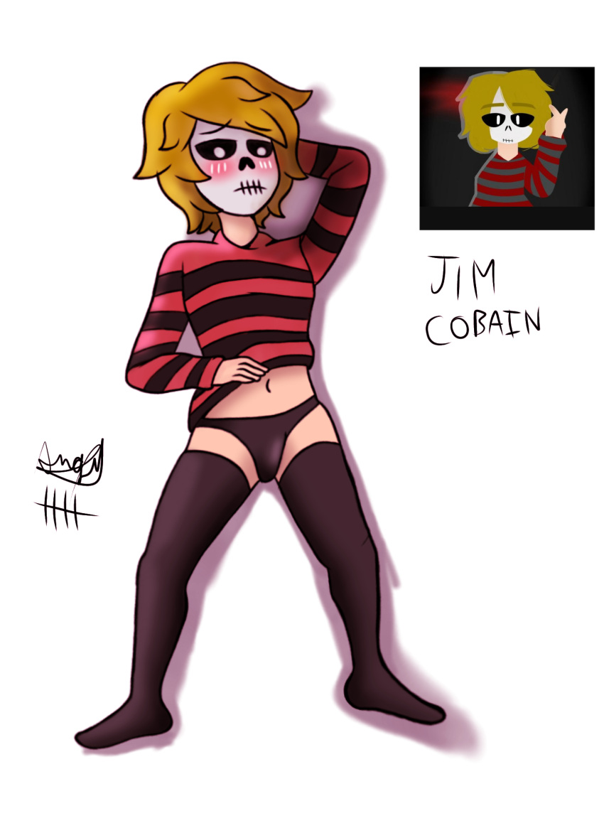 1boy angelindieart14 blonde_hair crossdressing crossdressing_male femboy jim_cobain male male_only mask masked motoanexo novice_artist panties solo solo_male underpants youtube_hispanic