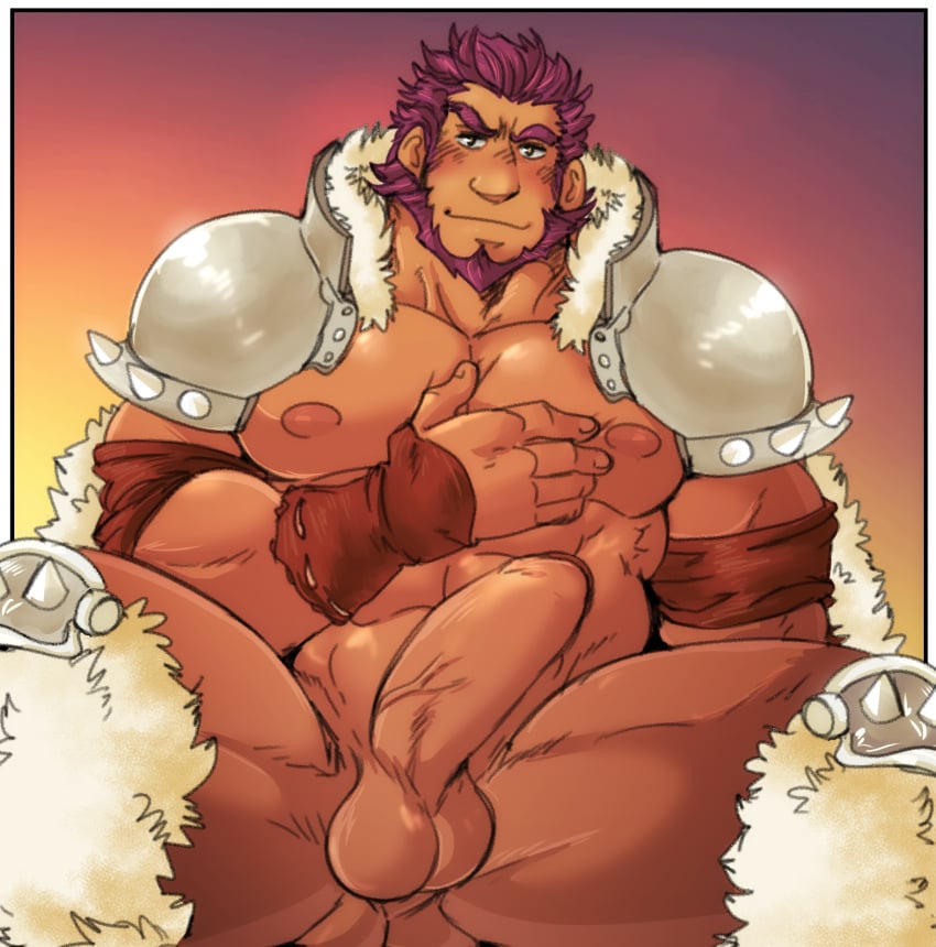 abs balls bara biceps big_balls big_penis erection fire_emblem fire_emblem:_path_of_radiance fire_emblem:_radiant_dawn juggermelon largo_(fire_emblem) male male_nipples male_only muscular_male nipples nude pecs penis