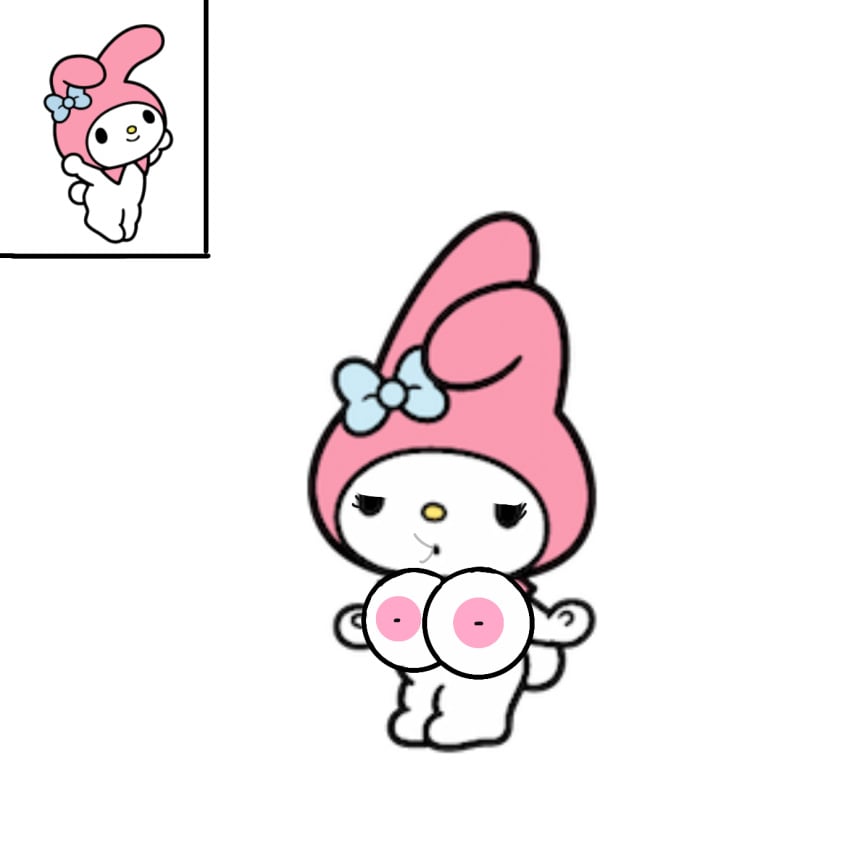 1girls areolae big_breasts blue_bow bow breasts crappy_editing_skills edit edited edited_official_artwork female female_only hello_kitty hello_kitty_(series) ibispaint my_melody nipples onegai_my_melody rabbit rabbit_ears sanrio solo solo_female tagme visible_breath