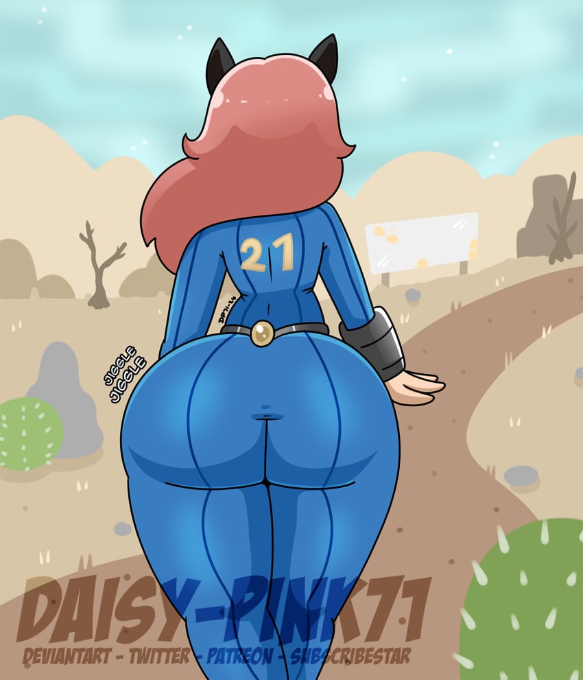 ass bethesda_softworks cat_ears commission daisy-pink71 fallout ginger huge_ass neko original_character vault_girl vault_suit