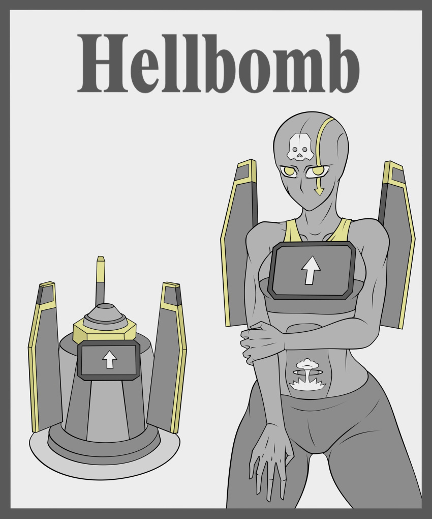 clothed dark_skin explosives female hellbomb helldivers_2 humanization humanized looking_at_viewer oracle_dominus skull yellow_eyes