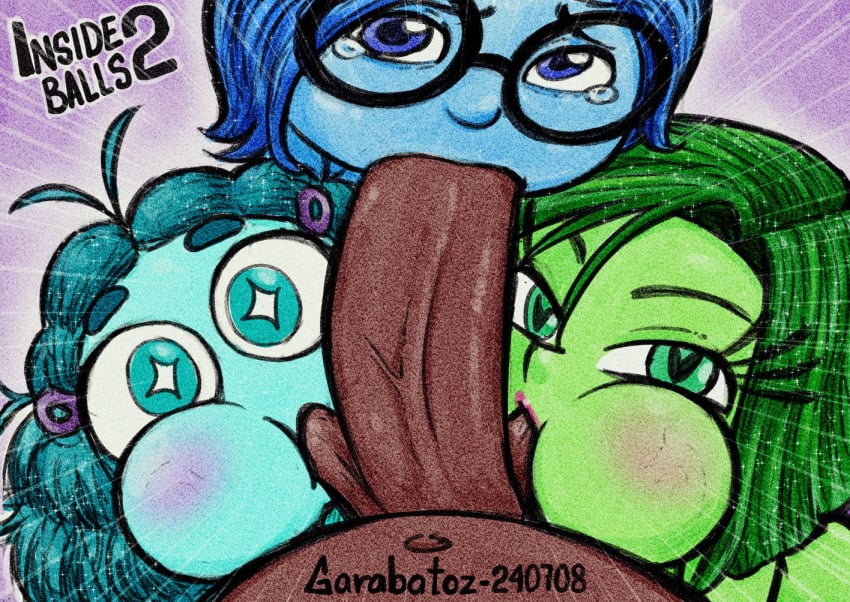 2024 2d 2d_(artwork) 2d_artwork 3girls 3girls1boy ass ball_sucking balls blue_hair blue_skin breasts collaborative_fellatio cyan_hair dark-skinned_male dark_skin disgust_(inside_out) disney double_ball_sucking envy envy_(inside_out) erection fellatio female foursome garabatoz glasses green_hair green_skin hair inside_out multiple_females multiple_girls oral penis sadness_(inside_out) sucking sucking_balls sucking_testicles testicles uncensored