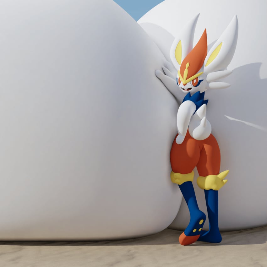 2024 3d_(artwork) anthro ass badluck15 beach big_breasts blender_(artwork) breasts cinderace colored digital_media_(artwork) female generation_8_pokemon hand_on_breast hand_on_hip hand_on_own_breast hand_on_own_hip hi_res huge_breasts hyper hyper_breasts looking_at_viewer looking_back looking_back_at_viewer nintendo open_mouth open_smile pink_tongue pokemon pokemon_(species) rear_view red_eyes red_nose sand scut_tail shaded short_tail sky smile smiling_at_viewer solo tail tongue white_body white_breasts white_ears white_tail yellow_inner_ear