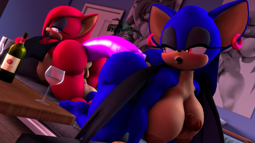 2futas 3d anal anal_insertion anal_sex animal_genitalia animal_penis dildo dildo_in_ass double_dildo futa_on_futa futa_only futanari incest mobian_(species) original_character sex_toy sonic_(series) valencia_the_bat valentina_the_bat zoothen