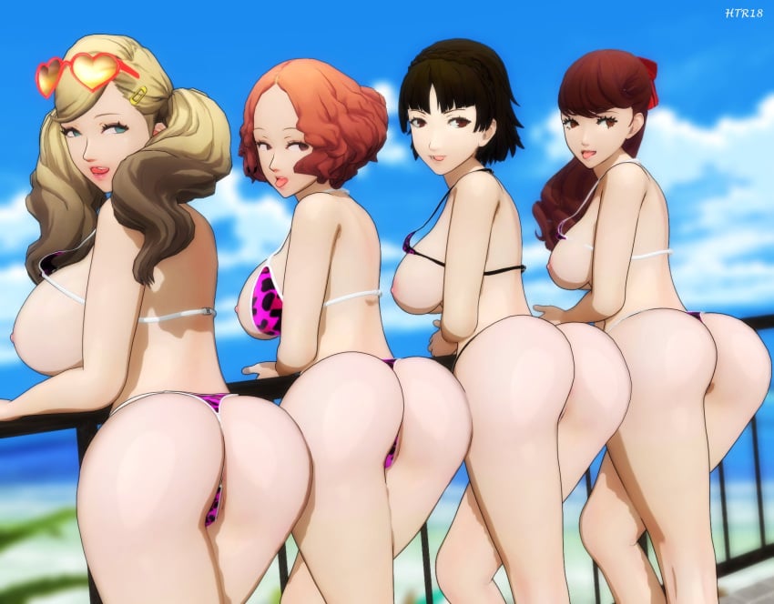 3d 4girls ann_takamaki asian asian_female atlus beach big_ass big_breasts big_butt big_thighs bikini breasts_out female female_only harem haru_okumura htr18 human kasumi_yoshizawa makoto_niijima multiple_girls nipples paag persona persona_5 persona_5_royal sumire_yoshizawa swimsuit tagme